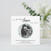 *~* FOTO Simple Aqua Blue Wedding Save the Date (Stehend Vorderseite)