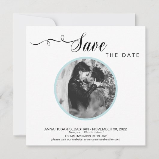 *~* FOTO Simple Aqua Blue Wedding Save the Date (Vorderseite)