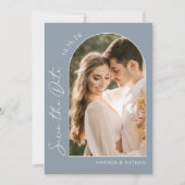Foto Simple Elegant Dusty Blue Wedding Save The Date (Vorderseite)