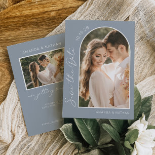 Foto Simple Elegant Dusty Blue Wedding Save The Date