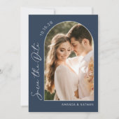 Foto Simple Elegant Navy Blue Wedding Save The Date (Vorderseite)
