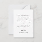 Foto Simple Elegant Wedding Calligraphy Script Mitteilungskarte (Rückseite)