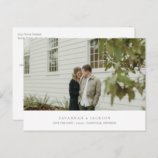 Foto Simple Elegante Hochzeit Save the Date Postkarte (Vorne/Hinten)