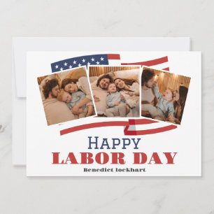 Foto Simple Elegante Labour Day Red White & Blue Dankeskarte