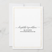 Foto Simple Elegante Script Black and Gold Wedding Einladung (Rückseite)