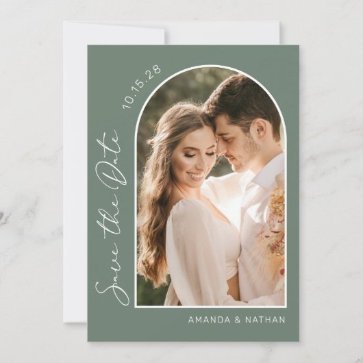 Foto Simple Elegantsage Grüne Hochzeit Save The Date (Vorderseite)