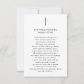 Foto Simple Modern Funeral Memorial Sympathy Card (Rückseite)