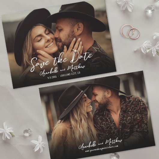 Foto Simple Rustic Script Boho Wedding Save The Date