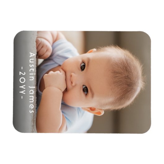 Foto & Simple White Text Unique Modern Keepsake Magnet (Horizontal)