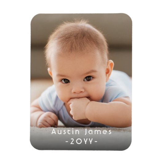 Foto & Simple White Text Unique Modern Keepsake Magnet (Vertikal)