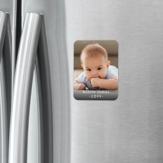 Foto & Simple White Text Unique Modern Keepsake Magnet