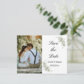 Foto Simplistic Eucalyptus Save the Date Postkarte (Stehend Vorderseite)