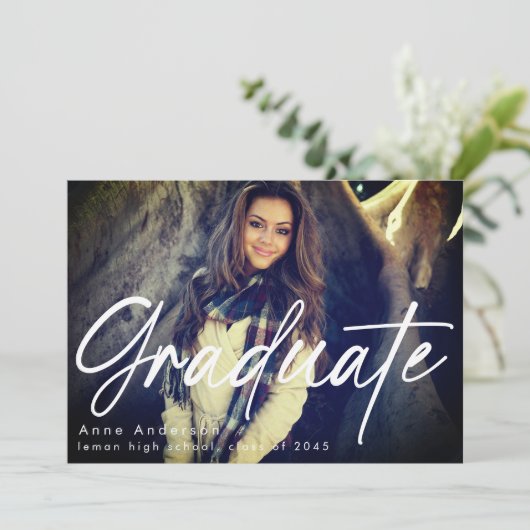 Foto-Skript Benutzerdefinierter Abschluss Grad Ankündigung (Stehend Vorderseite)