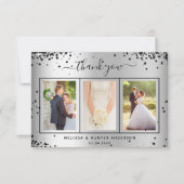 Foto-Skript für Hochzeitssilber-Glitzer Dankeskarte (Vorderseite)