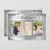 Foto-Skript für Hochzeitssilber-Glitzer Dankeskarte (Vorne/Hinten)