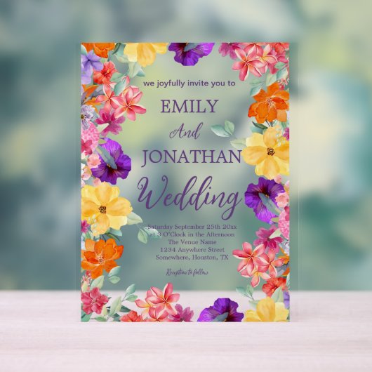 Foto-Skript für Wildblumen in bemalten Gärten Acrylschild (Neutral)