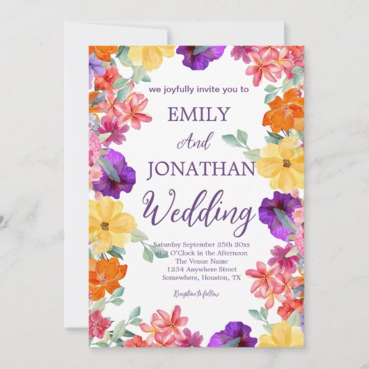 Foto-Skript für Wildblumen in bemalten Gärten Einladung (Vorderseite)