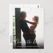 Foto Skript Hochzeit ändern Datum verschoben Postkarte (Vorne/Hinten)