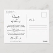 Foto Skript Hochzeit ändern Datum verschoben Postkarte (Rückseite)