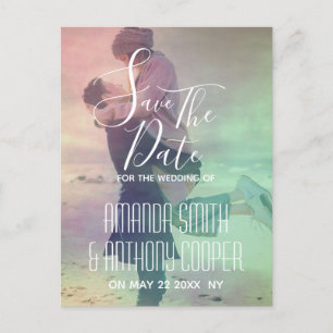 Foto-Skript Save the Date farbige Overlay Einladungspostkarte