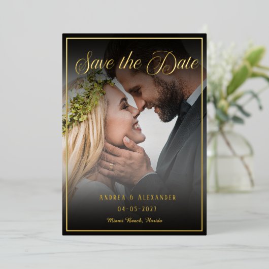 Foto-Skript Save the Date Folieneinladung (Stehend vorne)