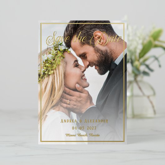 Foto-Skript Save the Date Folieneinladung (Stehend vorne)