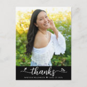 Foto-Skriptherzen für Black Abschluss Vielen Dank Postkarte (Vorderseite)