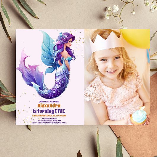 Foto Sleek Mermaid unter dem Meer Geburtstag Einladung