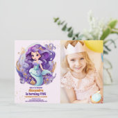 Foto Sleek Mermaid unter dem Meer Geburtstag Einladung (Stehend Vorderseite)