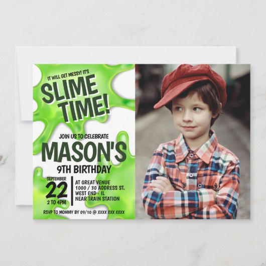 Foto Slime Party Geburtstag Einladung (Vorderseite)