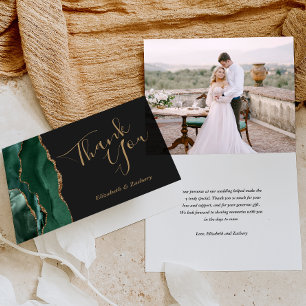 Foto Smaragdgrüner Achat Dunkle Hochzeit Danke Karte