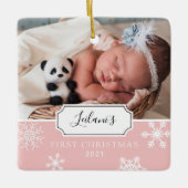 Foto Snow Baby Pink Keramikornament (Vorderseite)