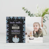Foto Snow flake Schwarzes Winter Wunderland Einladung (Stehend Vorderseite)