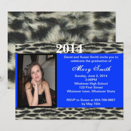 Foto Snow Leopard Abschluss Einladung (Vorne/Hinten)