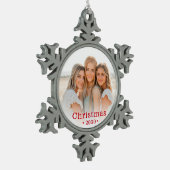 Foto Snowflake Weihnachtsschmuck Schneeflocken Zinn-Ornament (Links)