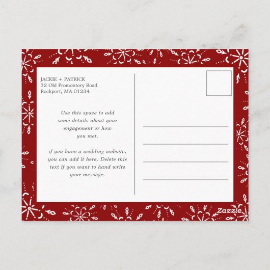 FOTO Snowflake Winterankündigung Verlobung Postkarte (Rückseite)