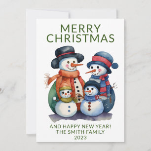 Foto Snowman Family präsentiert Grüne Weihnachten Einladung