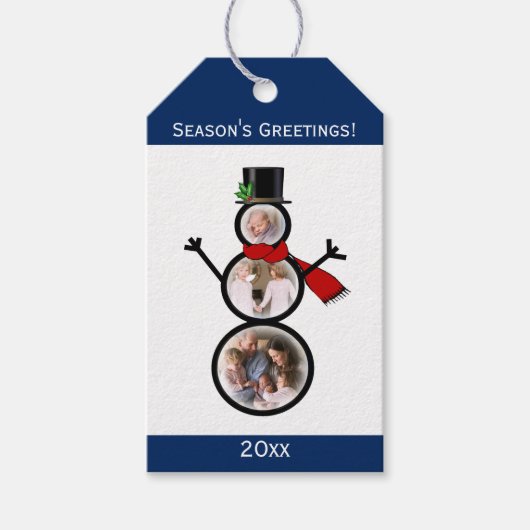 Foto Snowman Weihnachtsvorlage Geschenkanhänger (Vorderseite)