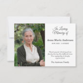 Foto Sober Beerdigung Dankeschön Karte (Vorderseite)