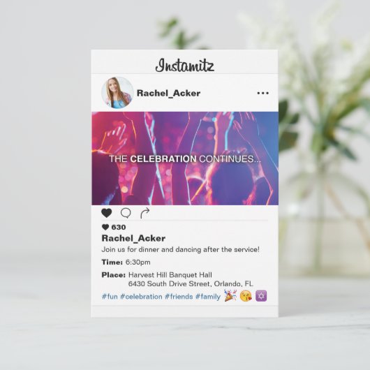 Foto Social Media Bat Mitzvah oder Bar Mitzvah Begleitkarte (Stehend Vorderseite)