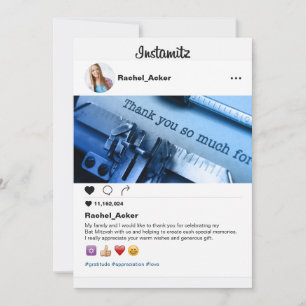 Foto Social Media Bat Mitzvah oder Bar Mitzvah Dankeskarte