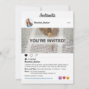 Foto Social Media Bat Mizwa oder Bar Mizwa Einladung