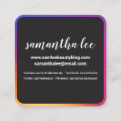 Foto Social Media Instagram Trendfarben Schwarz Quadratische Visitenkarte (Rückseite)