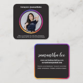 Foto Social Media Instagram Trendfarben Schwarz Quadratische Visitenkarte (Vorne/Hinten)