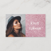 Foto | Social Media Pink Glitzer | QR-Code Visitenkarte (Vorderseite)