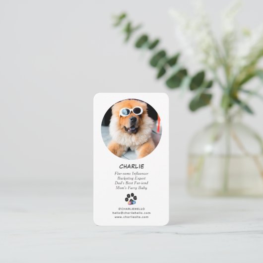 Foto Social Media Qr-Code für Schwarz-Weiß-Haustie Visitenkarte (Stehend Vorderseite)