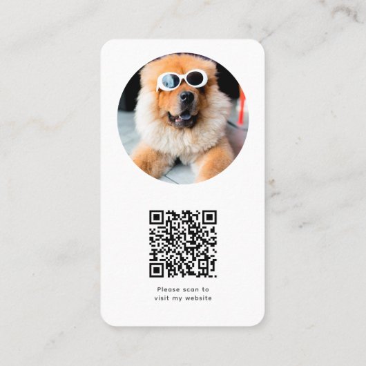 Foto Social Media Qr-Code für Schwarz-Weiß-Haustie Visitenkarte (Rückseite)