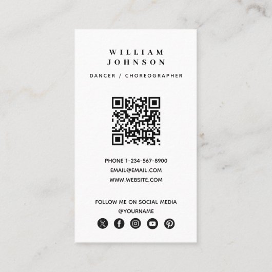 Foto Social Media QR-Code für Tänzer Visitenkarte (Rückseite)