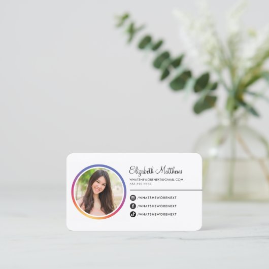 FOTO SOCIAL MEDIA Rund Headshot Visitenkarte (Stehend Vorderseite)