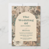 Foto Soft gedämpfte Erde tönt Wildblumen Hochzeit Einladung (Vorderseite)